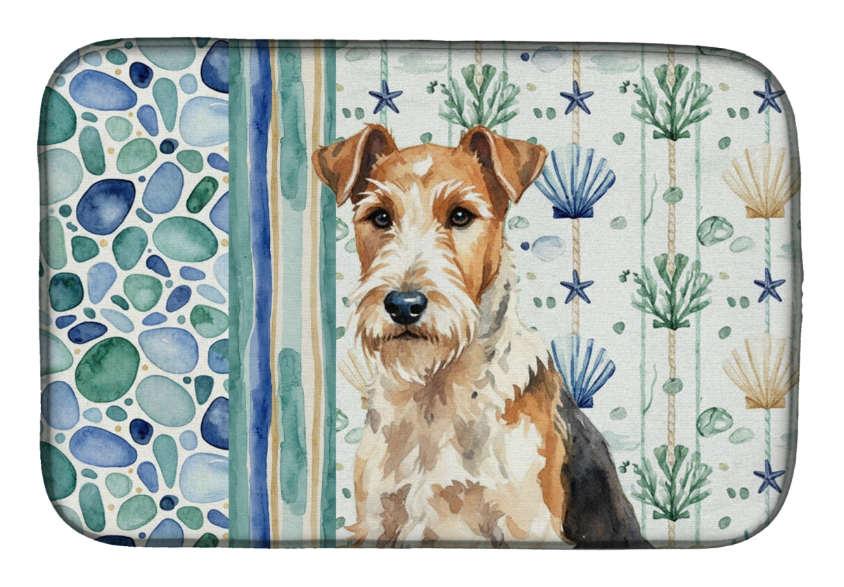 Picture of Carolines Treasures WDK7257DDM 21 x 14 in. Wire Fox Terrier Coastal Sea Glass Dish Drying Mat