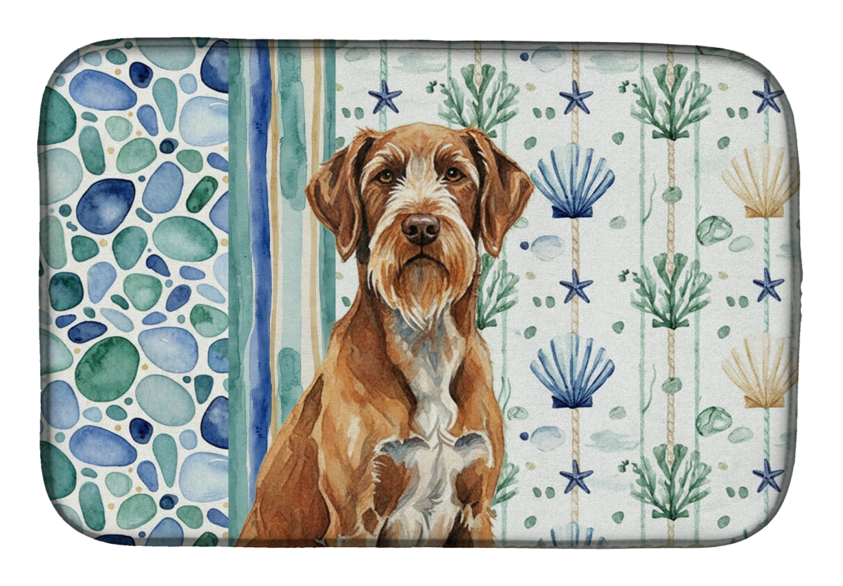 Picture of Carolines Treasures WDK7258DDM 21 x 14 in. Wirehaired Pointing Griffon Coastal Sea Glass Dish Drying Mat