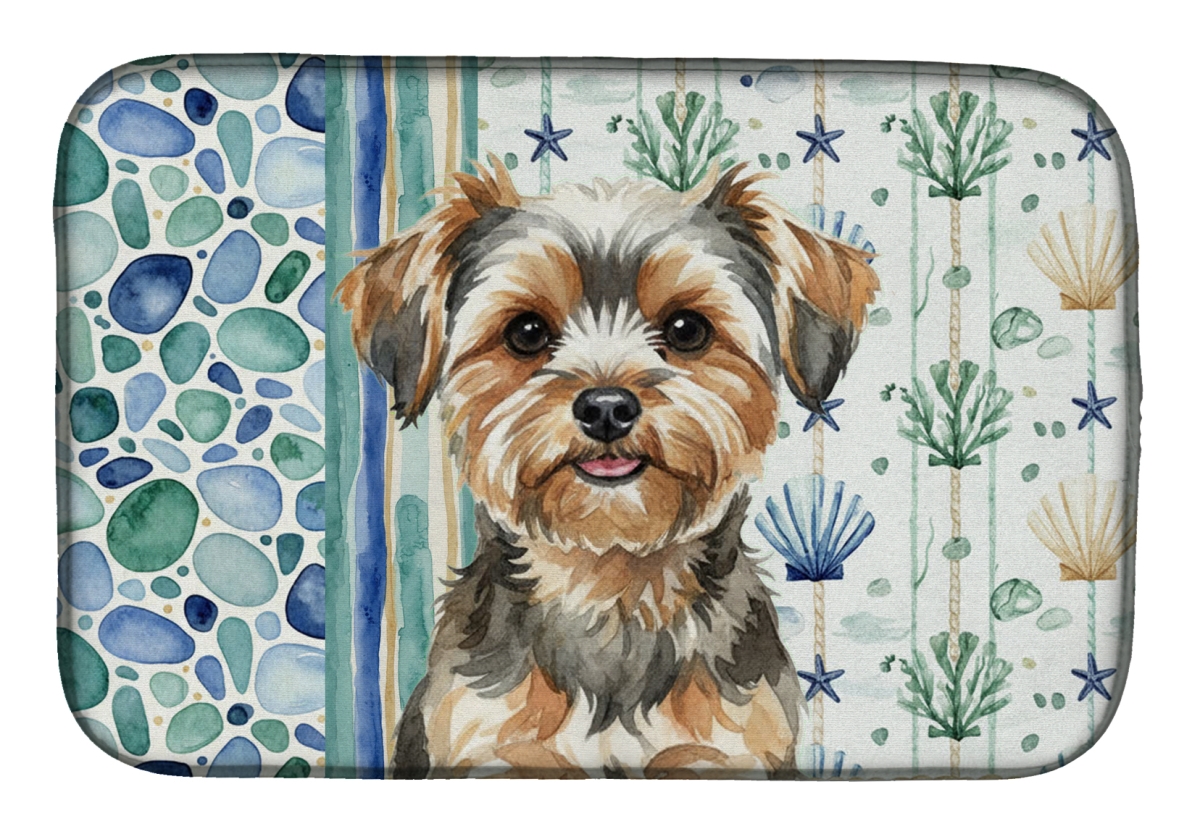 Picture of Carolines Treasures WDK7262DDM 21 x 14 in. Yorkiepoo Coastal Sea Glass Dish Drying Mat