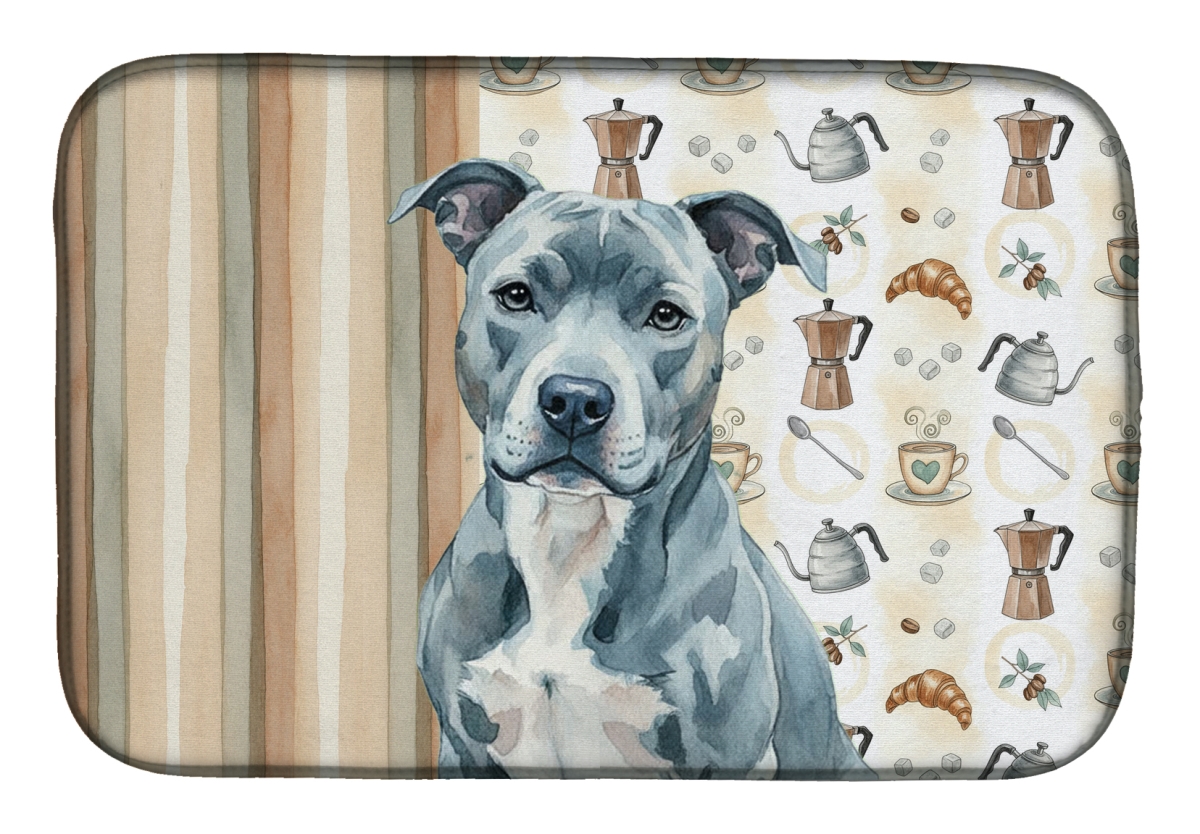 Picture of Carolines Treasures WDK7282DDM 21 x 14 in. Blue American Staffordshire Terrier Coffee Bar Dish Drying Mat