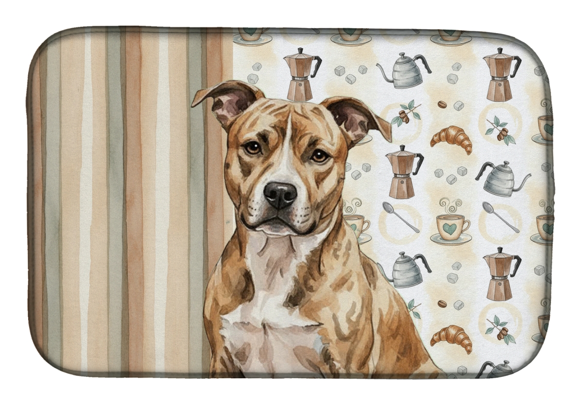 Picture of Carolines Treasures WDK7283DDM 21 x 14 in. Brindle American Staffordshire Terrier Coffee Bar Dish Drying Mat