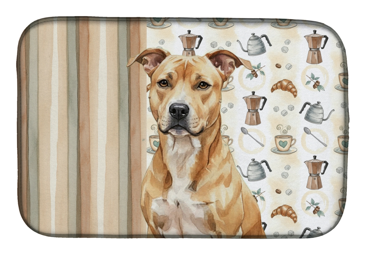 Picture of Carolines Treasures WDK7284DDM 21 x 14 in. Fawn American Staffordshire Terrier Coffee Bar Dish Drying Mat