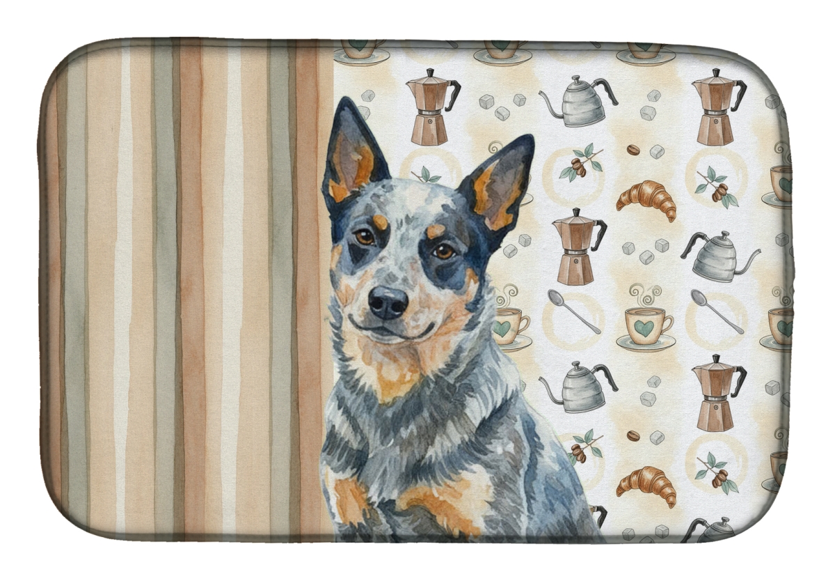 Picture of Carolines Treasures WDK7287DDM 21 x 14 in. Blue Heeler Australian Cattle Dog Coffee Bar Dish Drying Mat