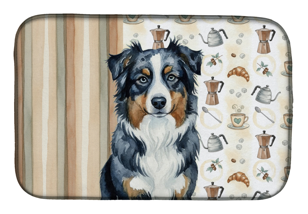 Picture of Carolines Treasures WDK7289DDM 21 x 14 in. Black Australian Shepherd Coffee Bar Dish Drying Mat