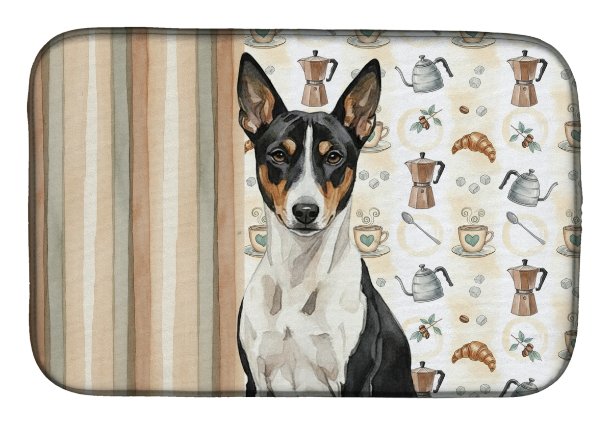 Picture of Carolines Treasures WDK7292DDM 21 x 14 in. Black & White Basenji Coffee Bar Dish Drying Mat