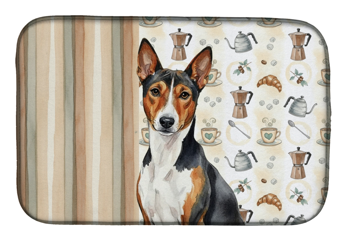 Picture of Carolines Treasures WDK7295DDM 21 x 14 in. Tricolor & White Basenji Coffee Bar Dish Drying Mat