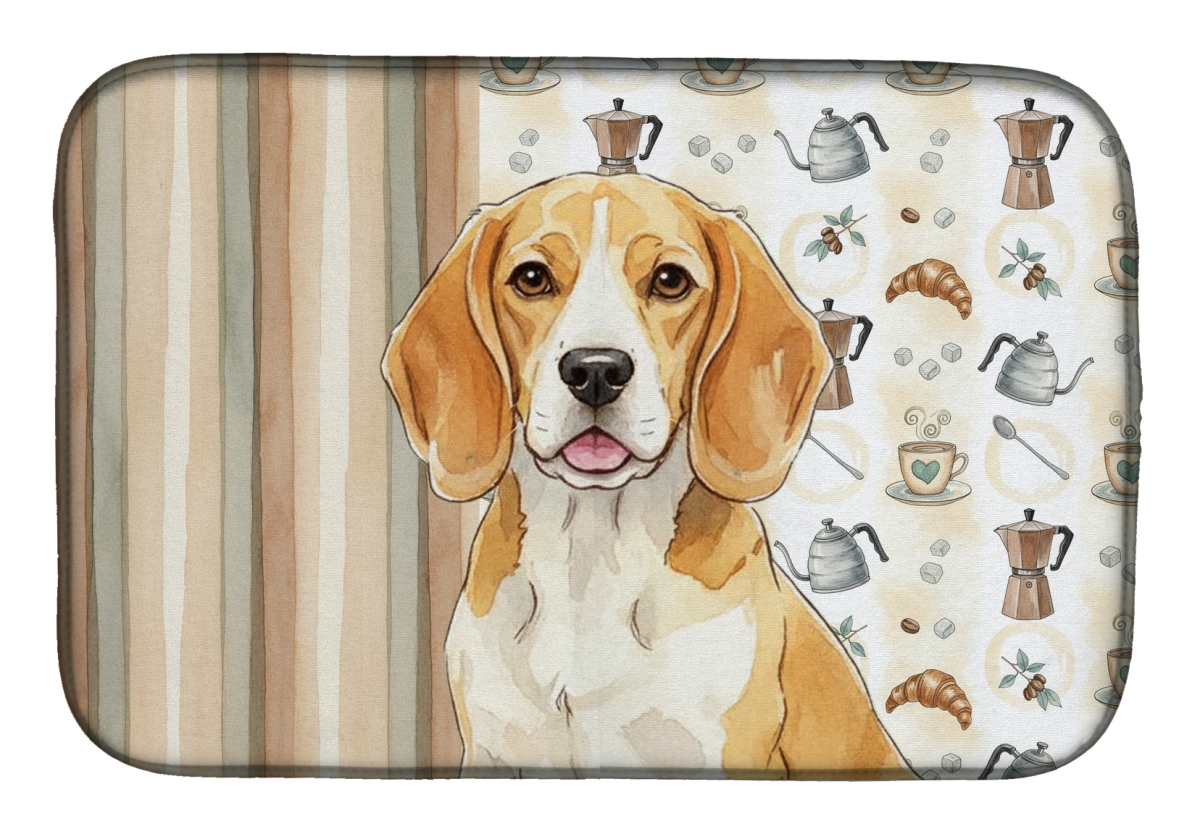 Picture of Carolines Treasures WDK7300DDM 21 x 14 in. Lemon & White Beagle Coffee Bar Dish Drying Mat