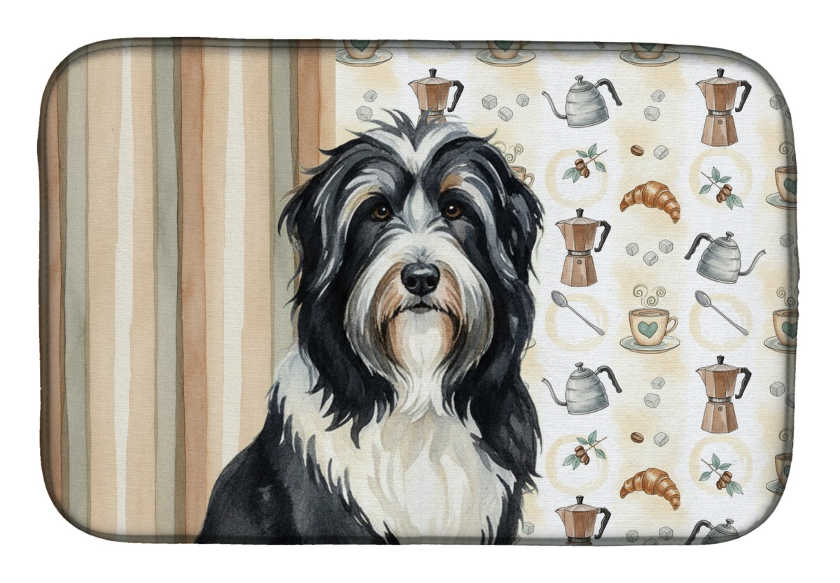 Picture of Carolines Treasures WDK7301DDM 21 x 14 in. Black Bearded Collie Coffee Bar Dish Drying Mat