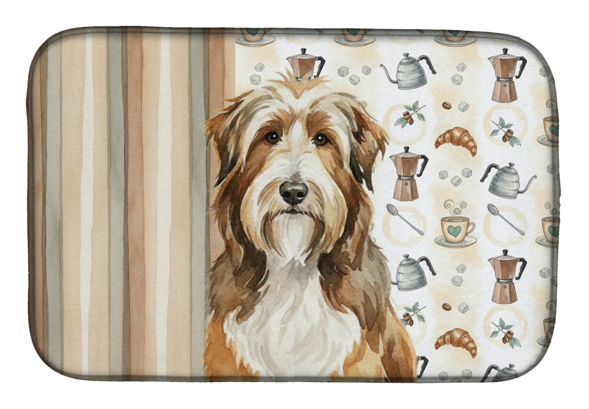 Picture of Carolines Treasures WDK7302DDM 21 x 14 in. Brown Bearded Collie Coffee Bar Dish Drying Mat