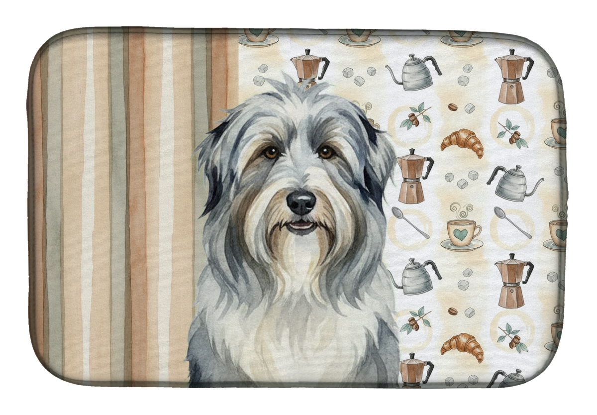 Picture of Carolines Treasures WDK7303DDM 21 x 14 in. Bearded Collie Coffee Bar Dish Drying Mat