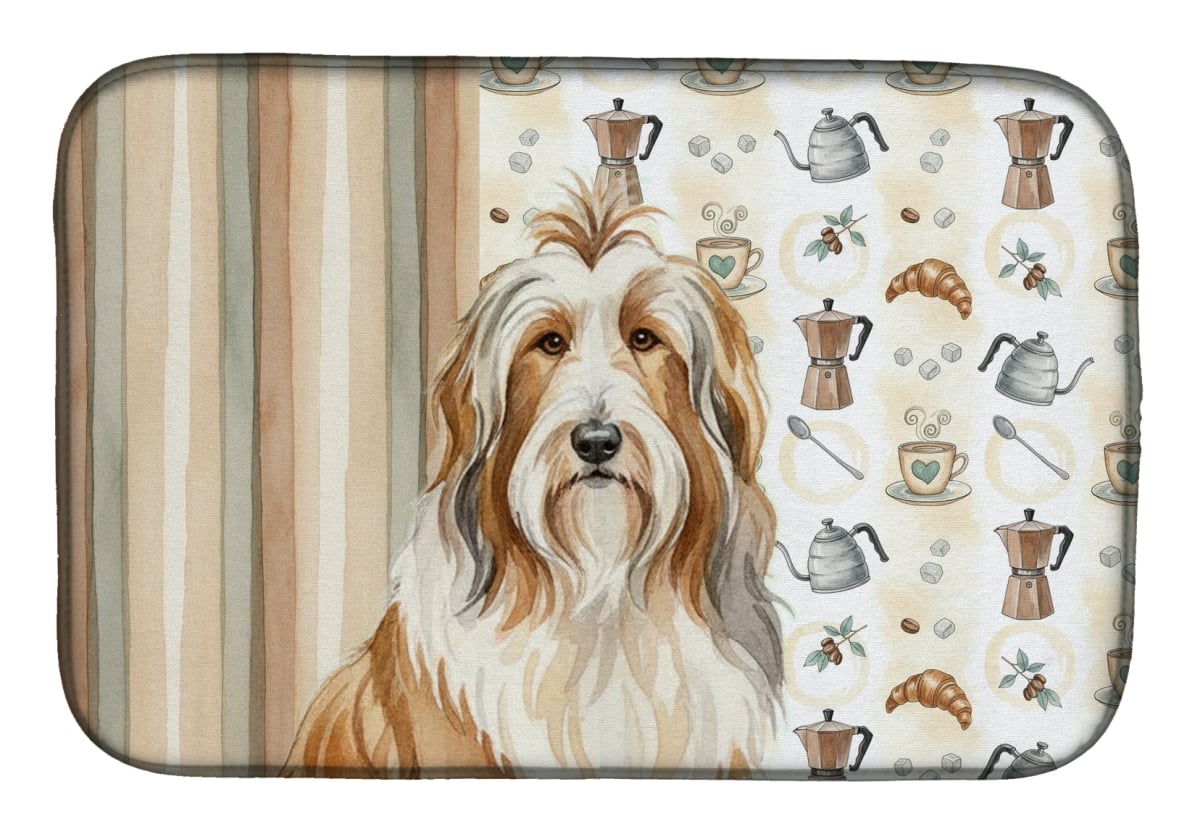 Picture of Carolines Treasures WDK7304DDM 21 x 14 in. Fawn Bearded Collie Coffee Bar Dish Drying Mat