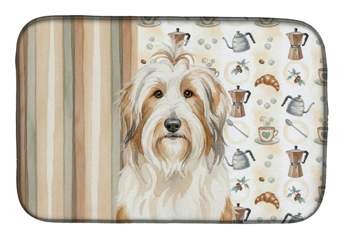 Picture of Carolines Treasures WDK7305DDM 21 x 14 in. White & Tan Bearded Collie Coffee Bar Dish Drying Mat