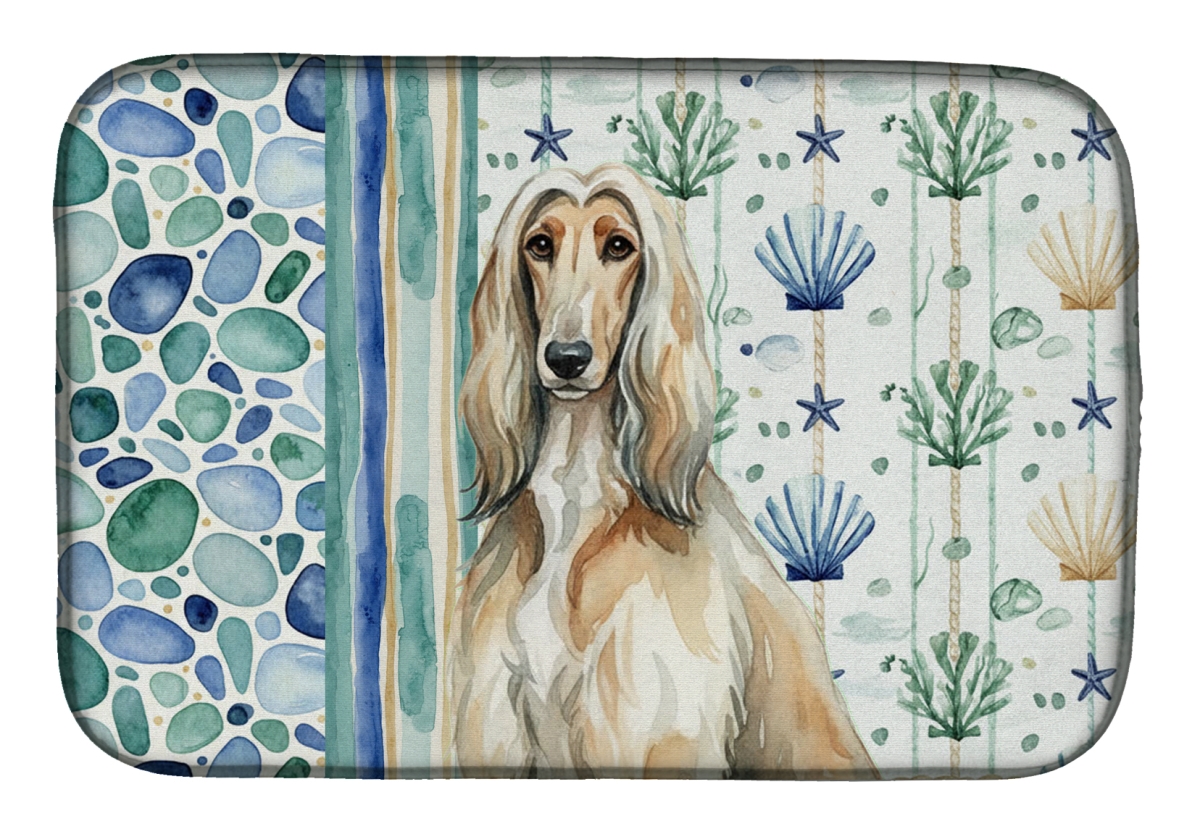 Picture of Carolines Treasures WDK6866DDM 21 x 14 in. Afghan Hound Coastal Sea Glass Dish Drying Mat