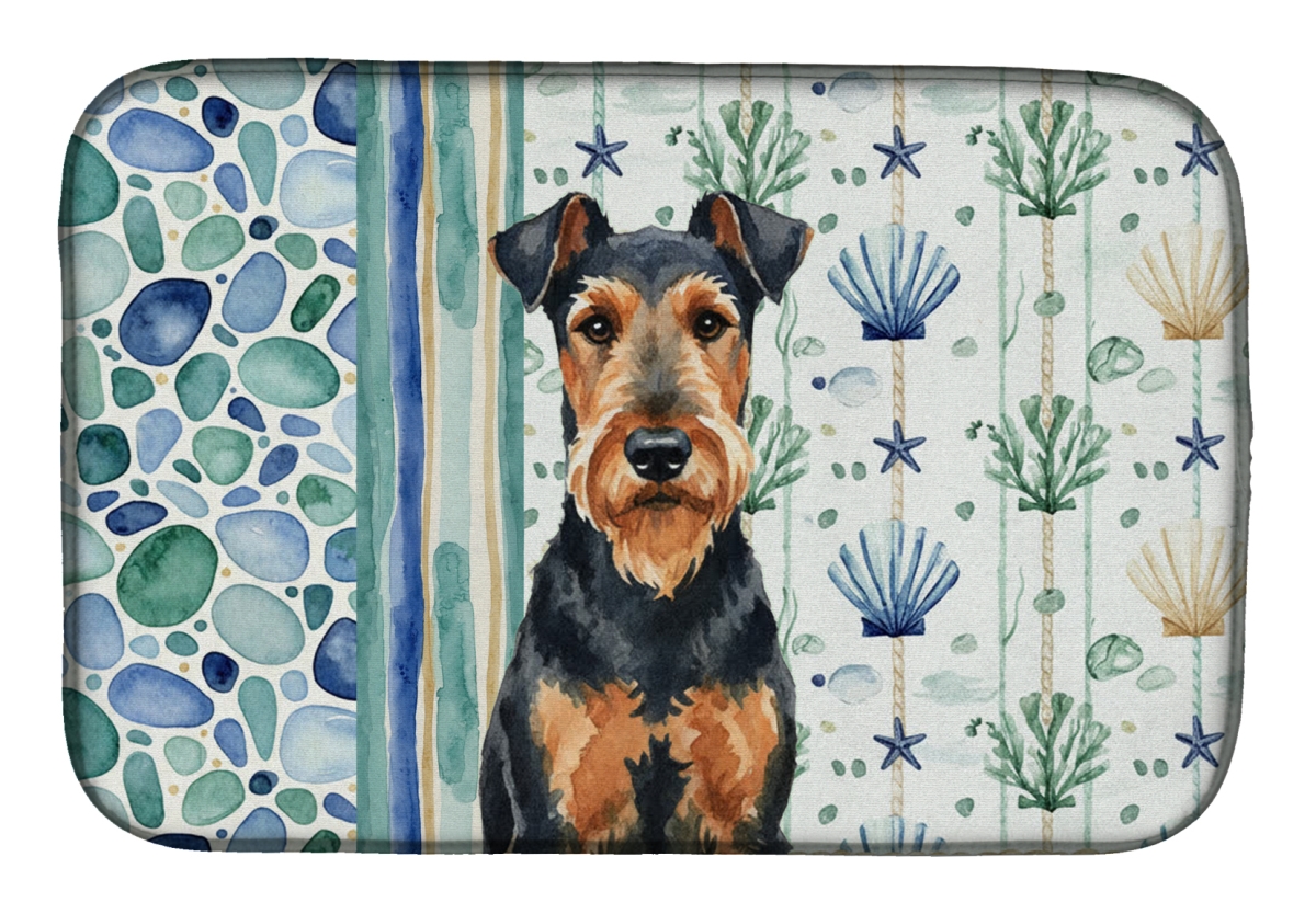 Picture of Carolines Treasures WDK6867DDM 21 x 14 in. Airedale Terrier Coastal Sea Glass Dish Drying Mat