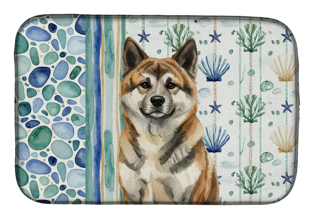 Picture of Carolines Treasures WDK6869DDM 21 x 14 in. Brindle Akita Coastal Sea Glass Dish Drying Mat