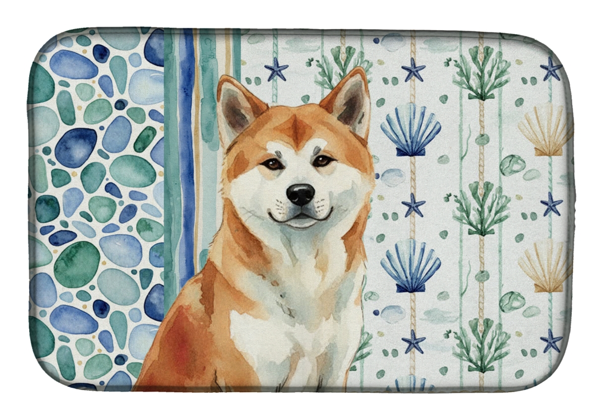 Picture of Carolines Treasures WDK6870DDM 21 x 14 in. Red Akita Coastal Sea Glass Dish Drying Mat