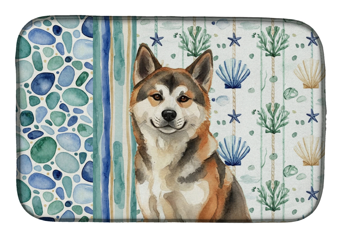Picture of Carolines Treasures WDK6871DDM 21 x 14 in. Sesame Akita Coastal Sea Glass Dish Drying Mat