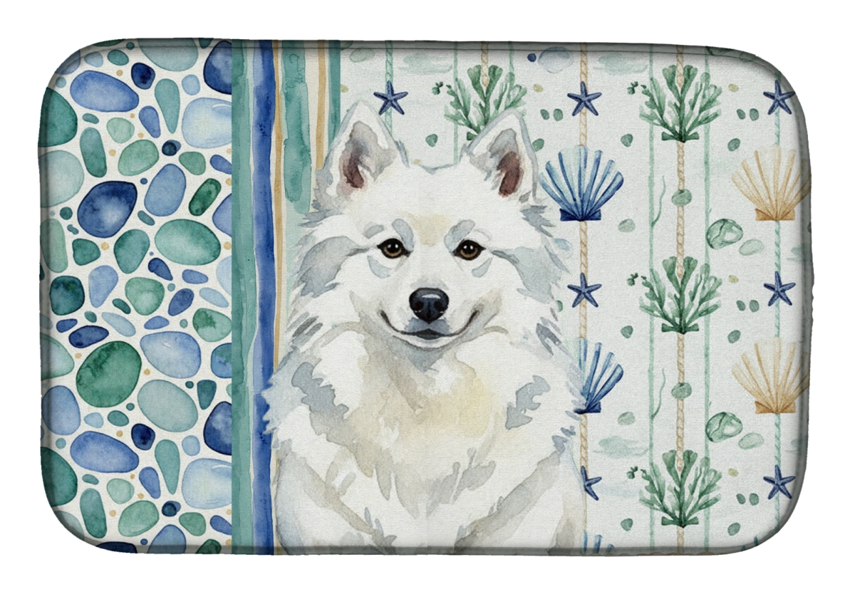 Picture of Carolines Treasures WDK6877DDM 21 x 14 in. American Eskimo Coastal Sea Glass Dish Drying Mat