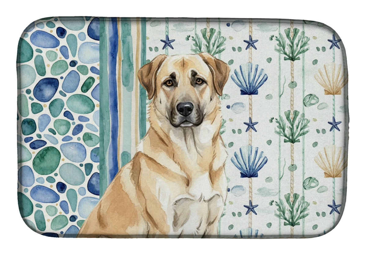 Picture of Carolines Treasures WDK6886DDM 21 x 14 in. Anatolian Shepherd Dog Coastal Sea Glass Dish Drying Mat