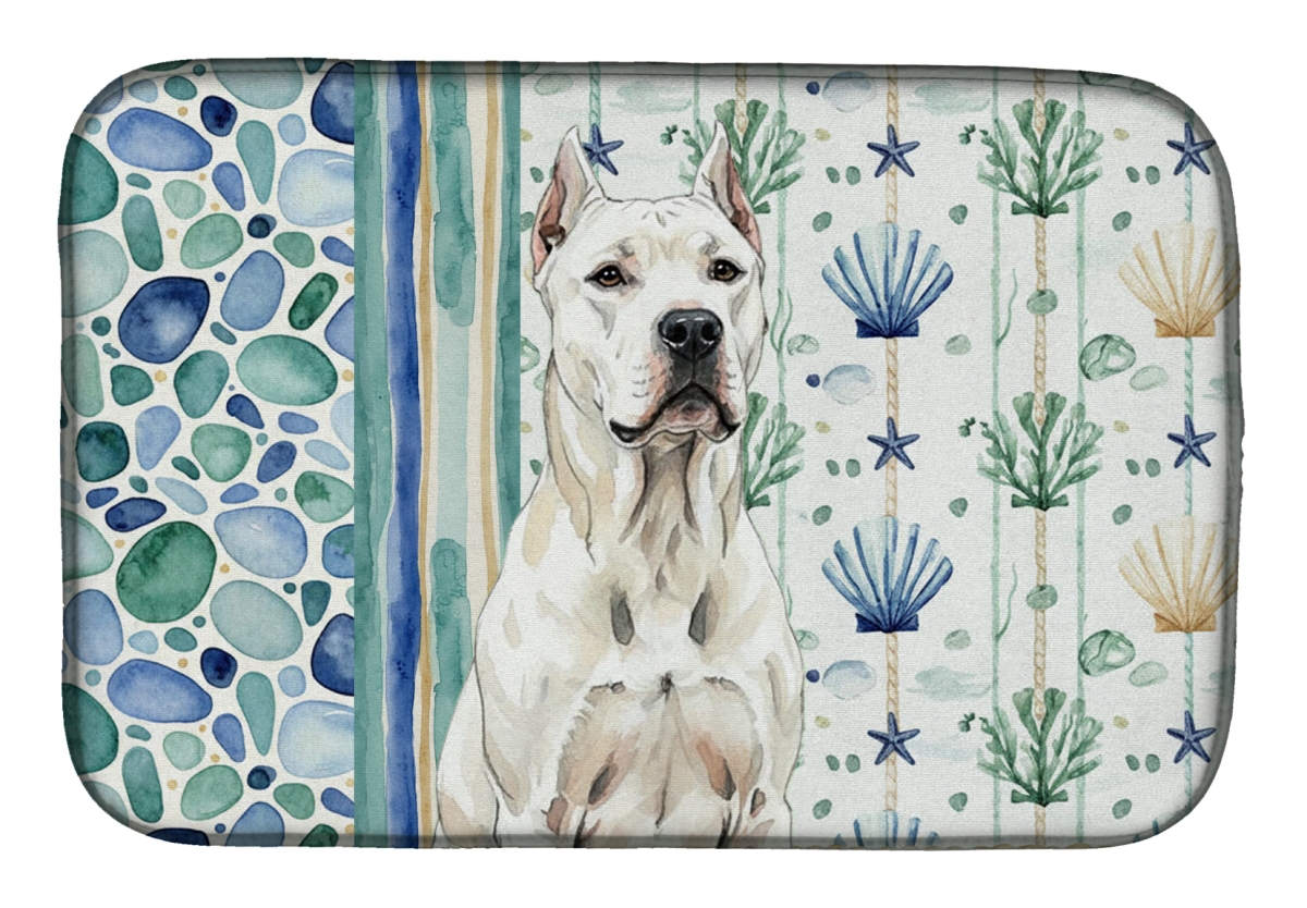 Picture of Carolines Treasures WDK7010DDM 21 x 14 in. Dogo Argentino Coastal Sea Glass Dish Drying Mat