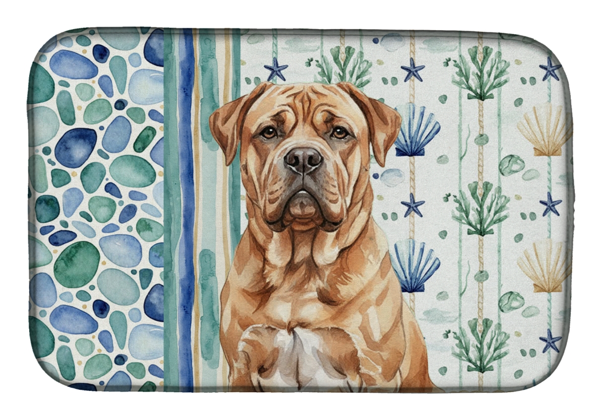 Picture of Carolines Treasures WDK7011DDM 21 x 14 in. Dogue De Bordeaux Coastal Sea Glass Dish Drying Mat