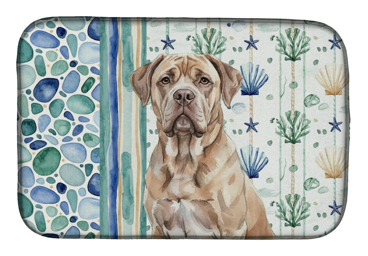 Picture of Carolines Treasures WDK7012DDM 21 x 14 in. Isabella Dogue De Bordeaux Coastal Sea Glass Dish Drying Mat