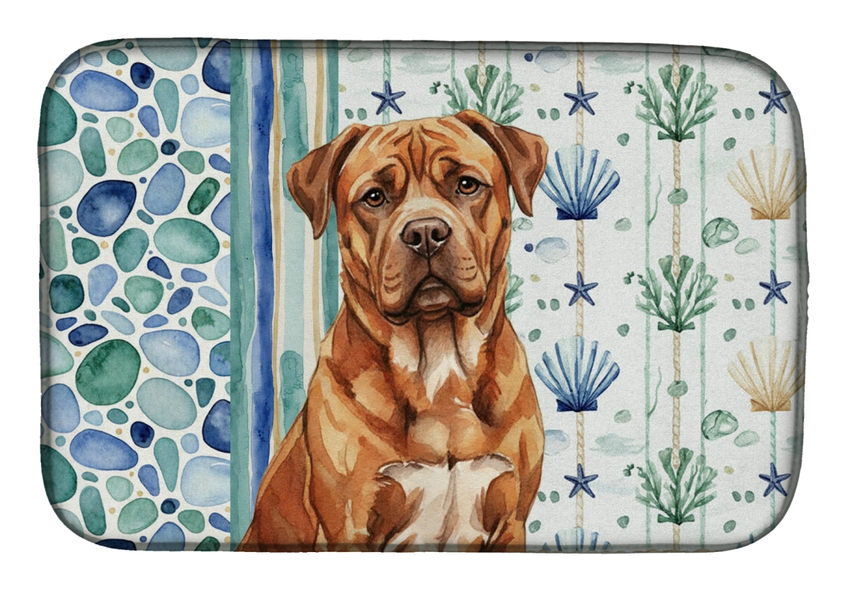 Picture of Carolines Treasures WDK7013DDM 21 x 14 in. Mahogany Dogue De Bordeaux Coastal Sea Glass Dish Drying Mat