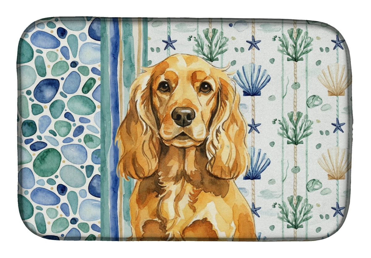 Picture of Carolines Treasures WDK7018DDM 21 x 14 in. Golden English Cocker Spaniel Coastal Sea Glass Dish Drying Mat