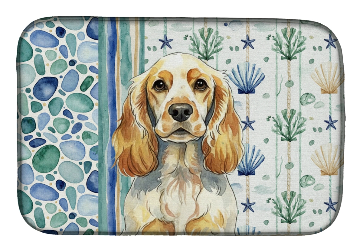 Picture of Carolines Treasures WDK7019DDM 21 x 14 in. Lemon Roan English Cocker Spaniel Coastal Sea Glass Dish Drying Mat
