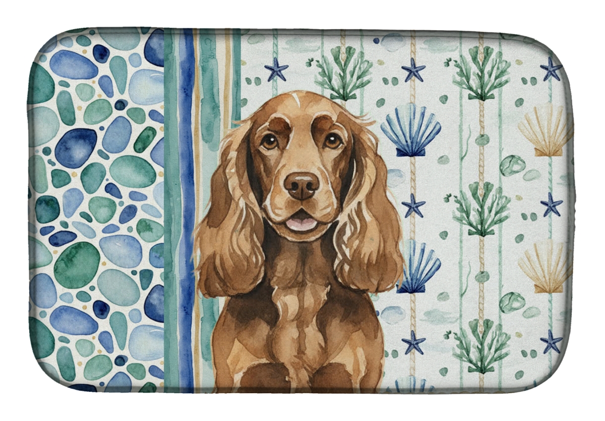 Picture of Carolines Treasures WDK7020DDM 21 x 14 in. Liver English Cocker Spaniel Coastal Sea Glass Dish Drying Mat