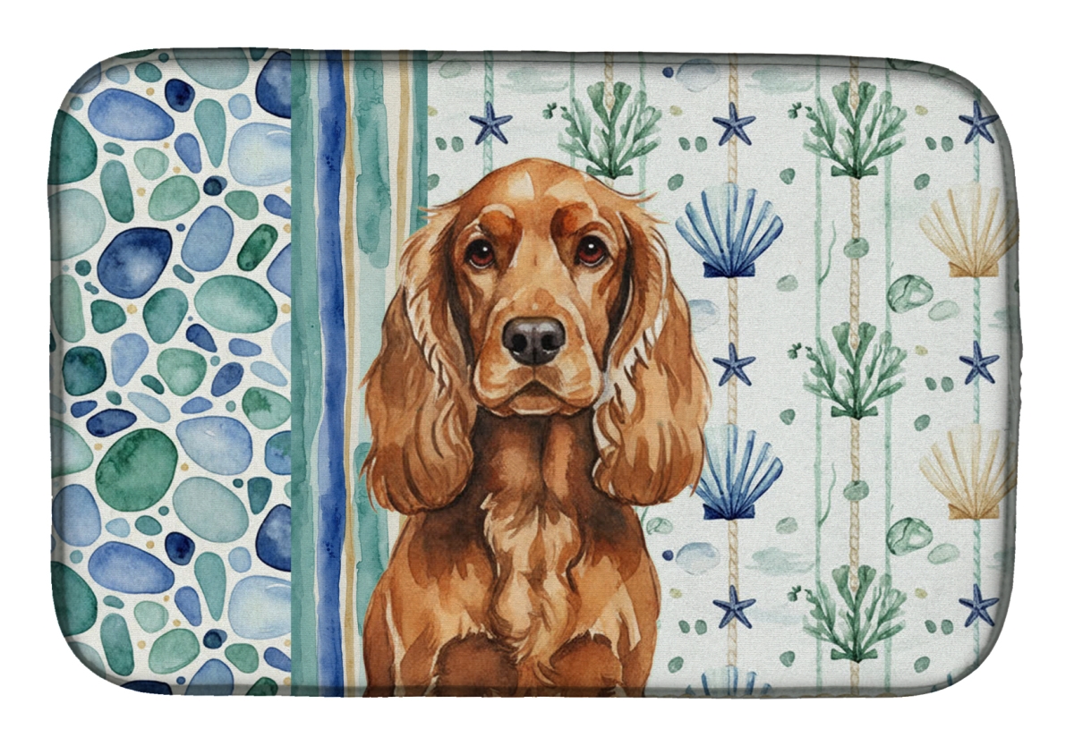 Picture of Carolines Treasures WDK7023DDM 21 x 14 in. Red English Cocker Spaniel Coastal Sea Glass Dish Drying Mat