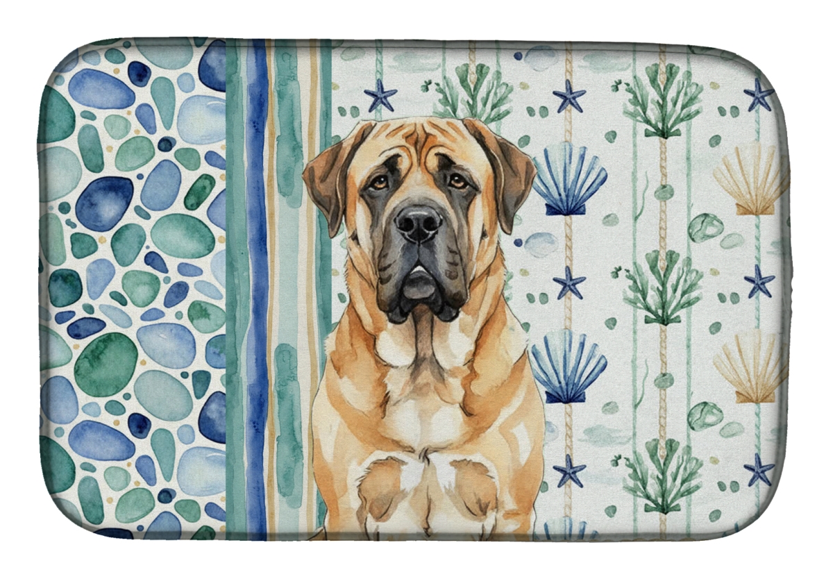 Picture of Carolines Treasures WDK7024DDM 21 x 14 in. Apricot English Mastiff Coastal Sea Glass Dish Drying Mat