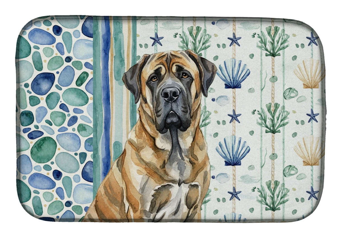 Picture of Carolines Treasures WDK7025DDM 21 x 14 in. Brindle English Mastiff Coastal Sea Glass Dish Drying Mat