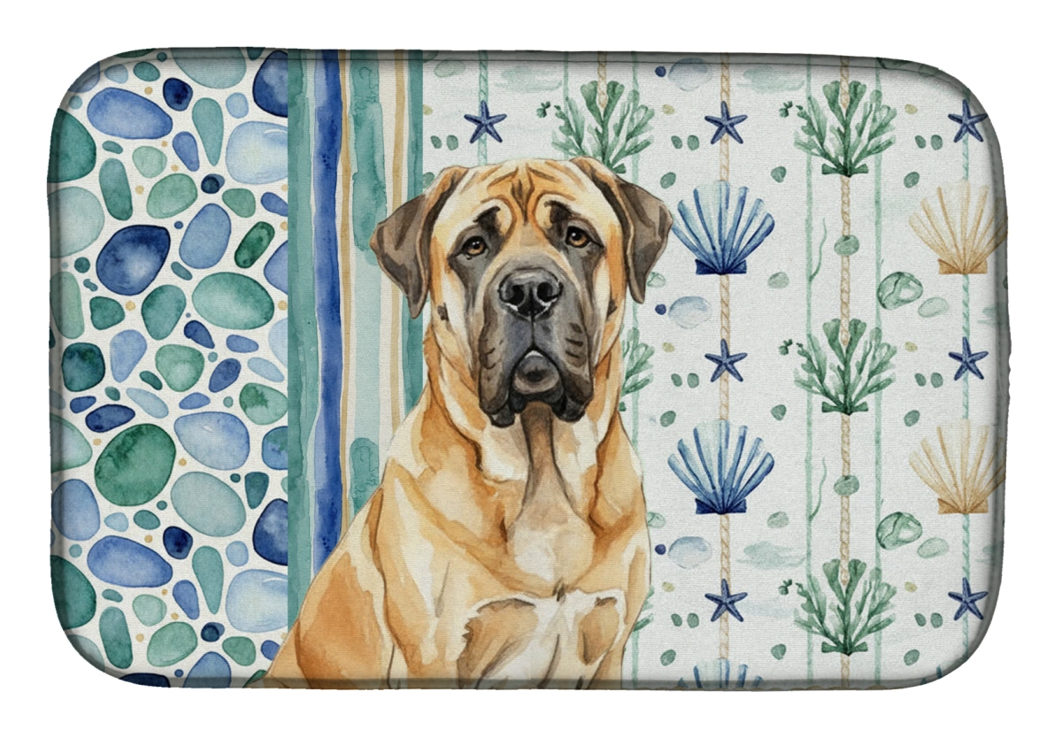 Picture of Carolines Treasures WDK7026DDM 21 x 14 in. Fawn English Mastiff Coastal Sea Glass Dish Drying Mat