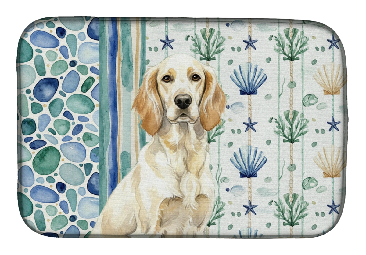 Picture of Carolines Treasures WDK7028DDM 21 x 14 in. Lemon Belton English Setter Coastal Sea Glass Dish Drying Mat