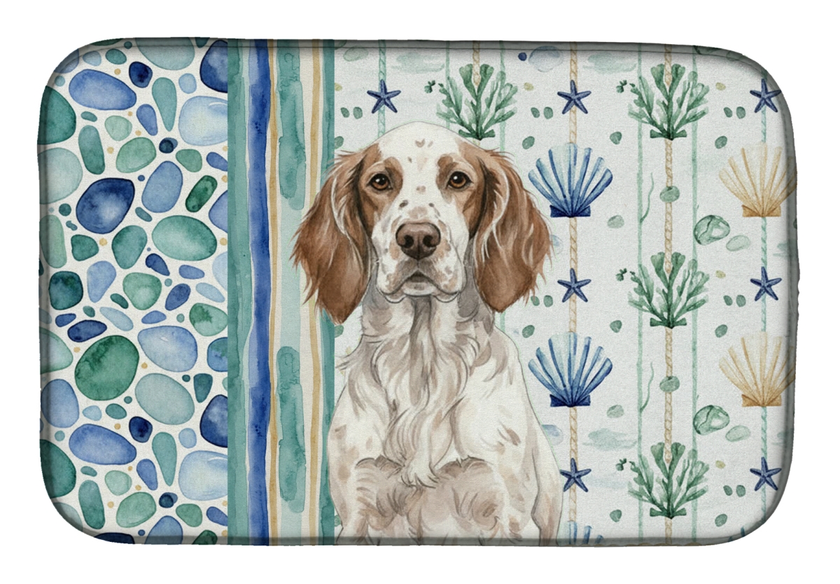 Picture of Carolines Treasures WDK7029DDM 21 x 14 in. Liver Belton English Setter Coastal Sea Glass Dish Drying Mat