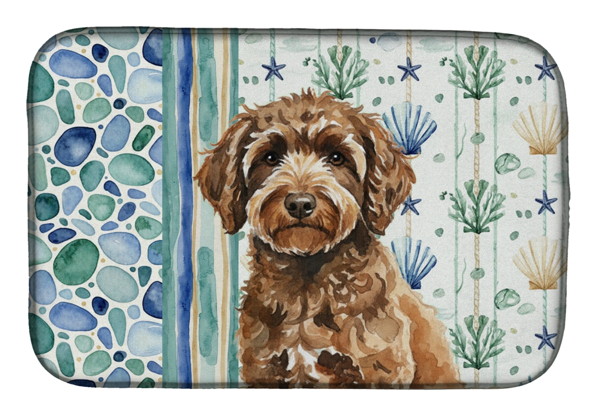 Picture of Carolines Treasures WDK7226DDM 21 x 14 in. Spanish Water Dog Coastal Sea Glass Dish Drying Mat