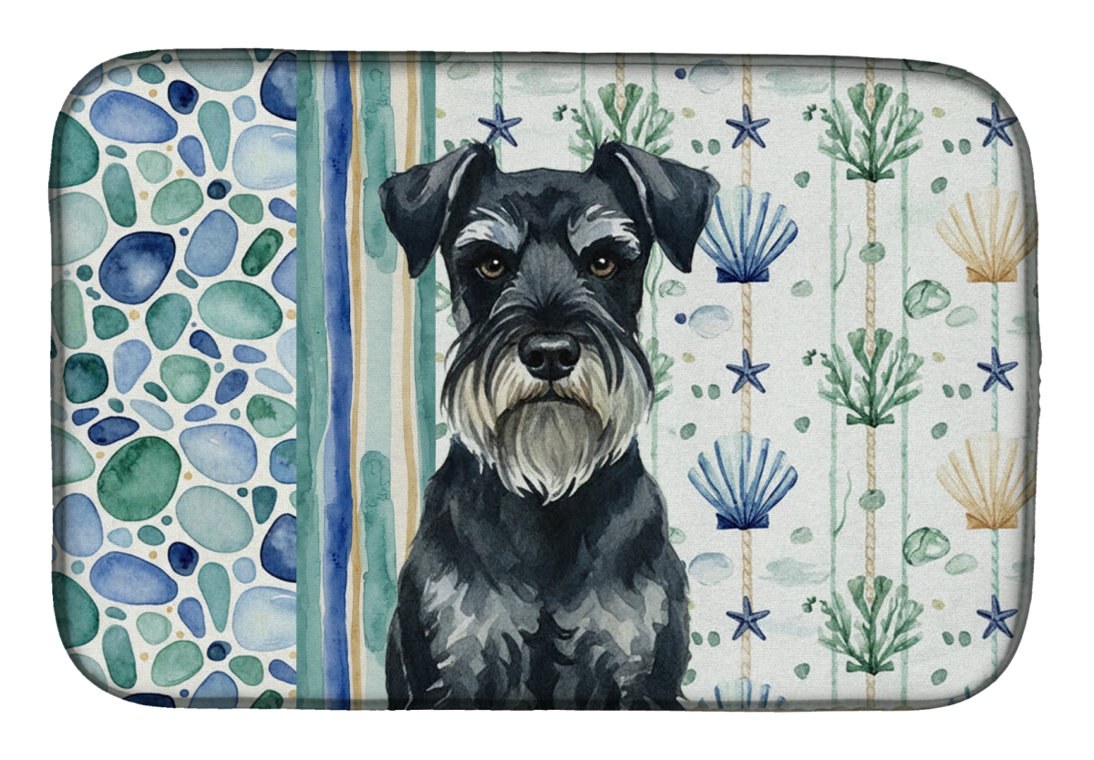 Picture of Carolines Treasures WDK7232DDM 21 x 14 in. Standard Schnauzer Coastal Sea Glass Dish Drying Mat