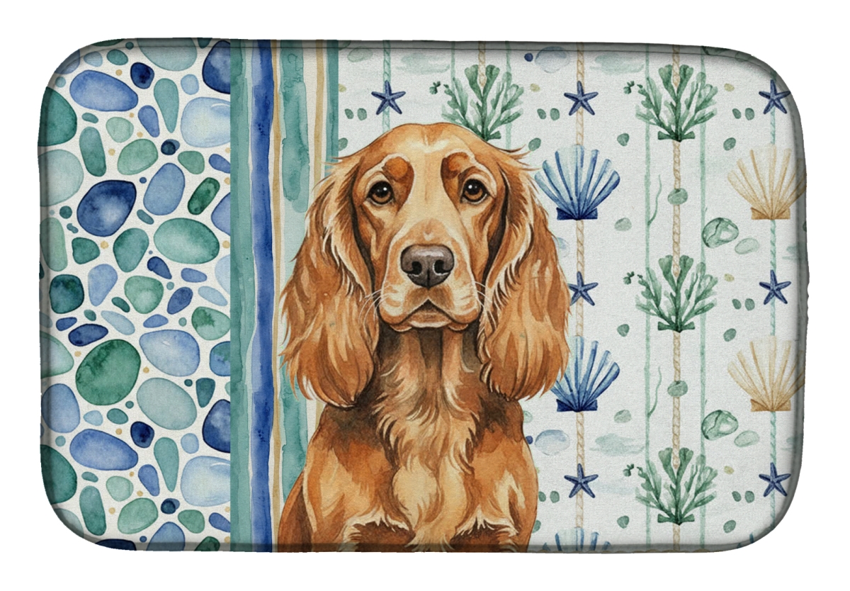 Picture of Carolines Treasures WDK7233DDM 21 x 14 in. Sussex Spaniel Coastal Sea Glass Dish Drying Mat