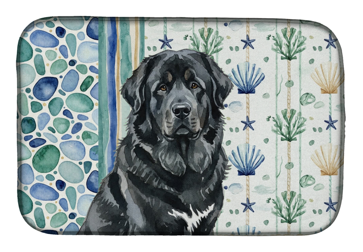 Picture of Carolines Treasures WDK7235DDM 21 x 14 in. Black Tibetan Mastiff Coastal Sea Glass Dish Drying Mat