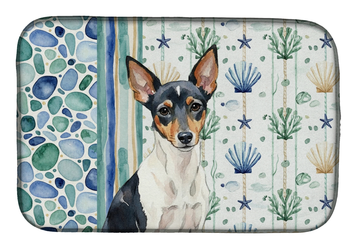 Picture of Carolines Treasures WDK7245DDM 21 x 14 in. Toy Fox Terrier Coastal Sea Glass Dish Drying Mat