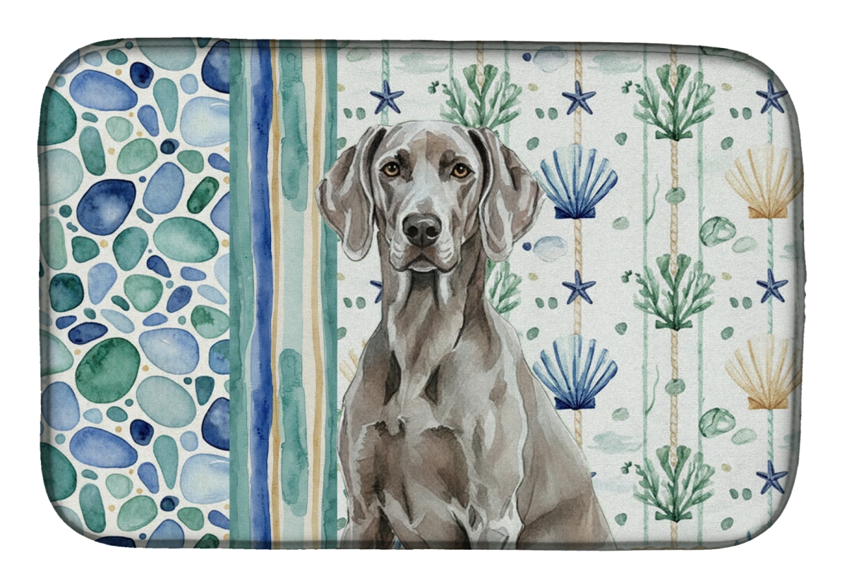 Picture of Carolines Treasures WDK7247DDM 21 x 14 in. Weimaraner Coastal Sea Glass Dish Drying Mat