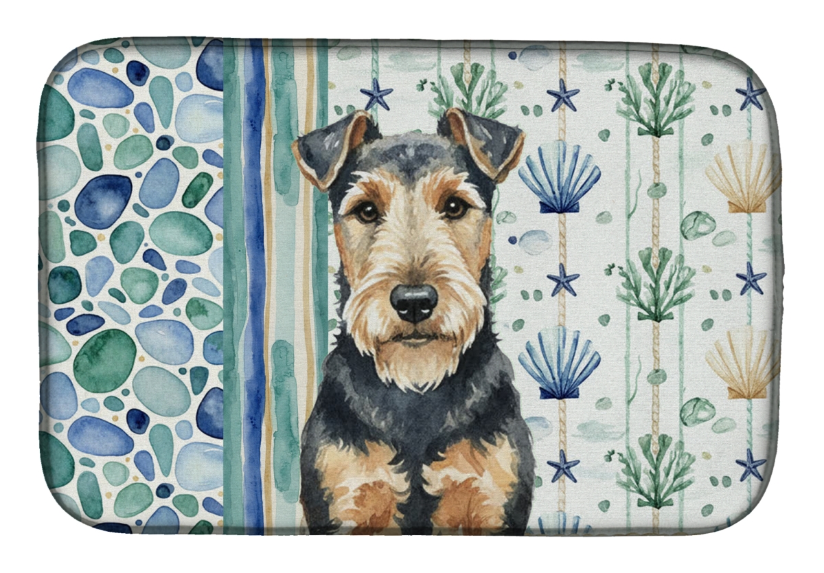 Picture of Carolines Treasures WDK7249DDM 21 x 14 in. Welsh Terrier Coastal Sea Glass Dish Drying Mat