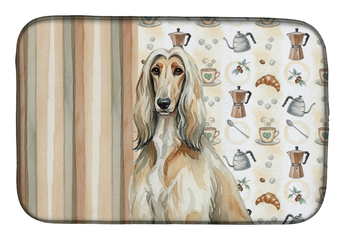 Picture of Carolines Treasures WDK7266DDM 21 x 14 in. Afghan Hound Coffee Bar Dish Drying Mat