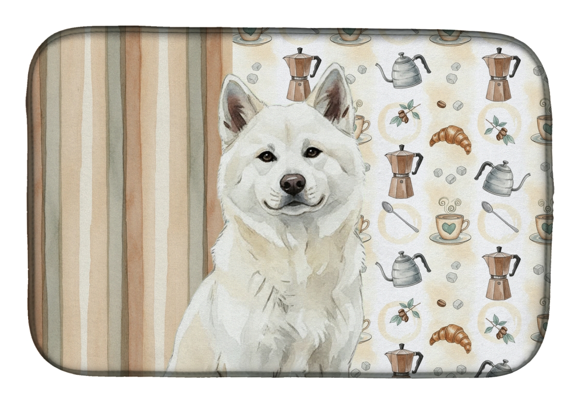Picture of Carolines Treasures WDK7272DDM 21 x 14 in. White Akita Coffee Bar Dish Drying Mat