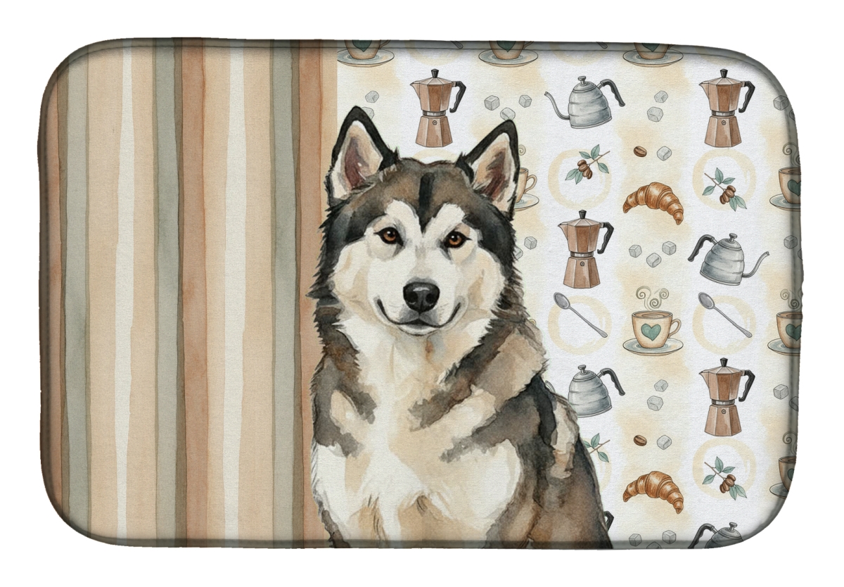 Picture of Carolines Treasures WDK7276DDM 21 x 14 in. Sable & White Alaskan Malamute Coffee Bar Dish Drying Mat