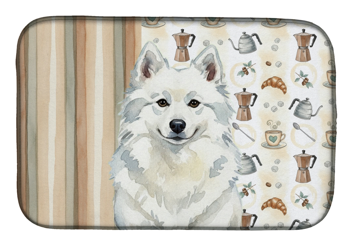 Picture of Carolines Treasures WDK7277DDM 21 x 14 in. American Eskimo Coffee Bar Dish Drying Mat