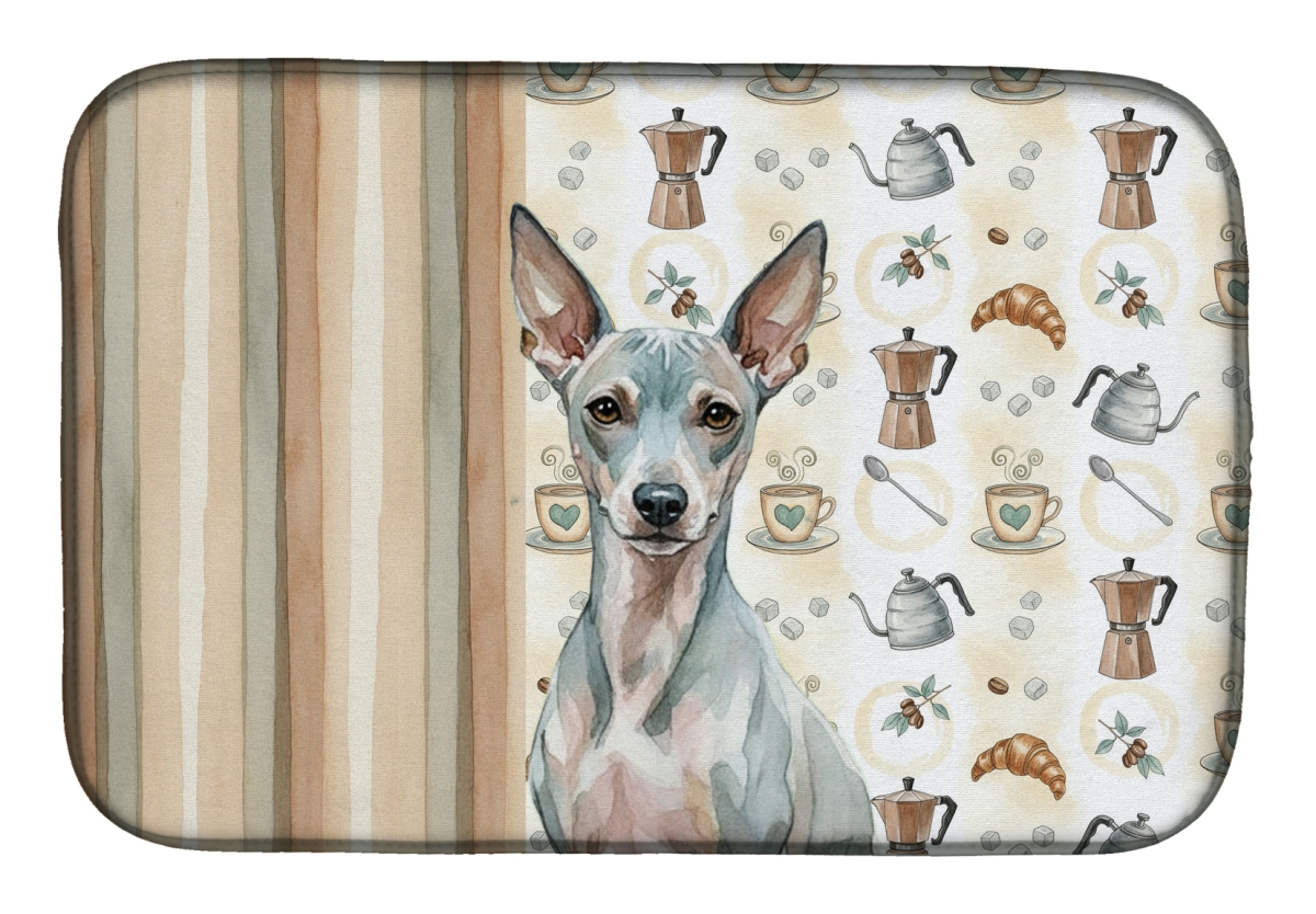 Picture of Carolines Treasures WDK7278DDM 21 x 14 in. American Hairless Terrier Coffee Bar Dish Drying Mat