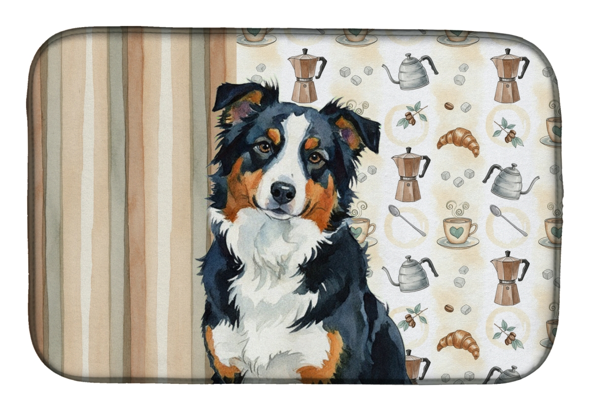 Picture of Carolines Treasures WDK7279DDM 21 x 14 in. Black Tri American Shepherd Coffee Bar Dish Drying Mat