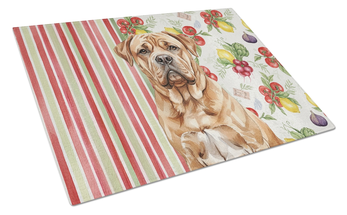 Picture of Carolines Treasures WDK8211LCB 11.25 x 15.25 in. Dogue De Bordeaux Vegetables Glass Cutting Board